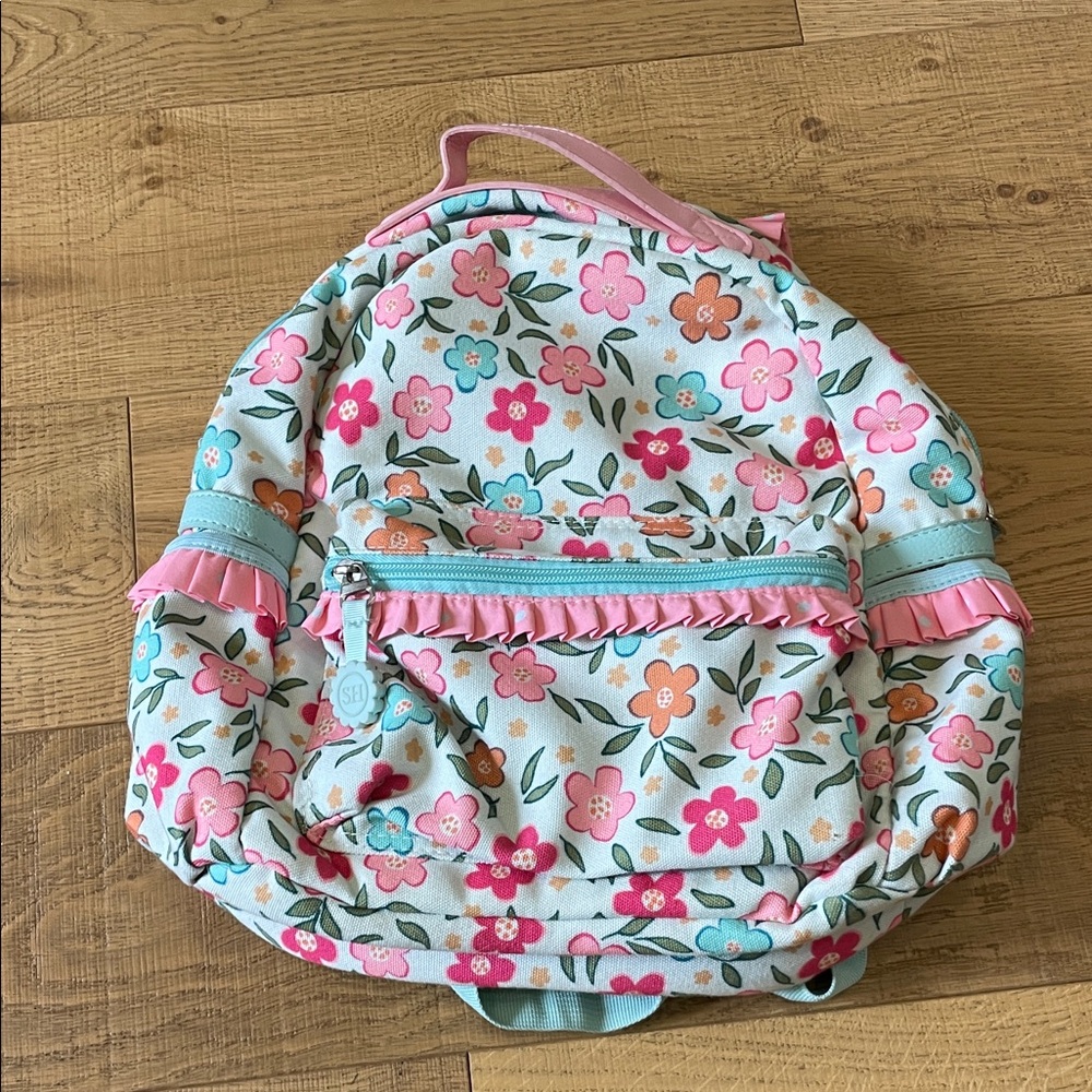 SweetHoney Floral Toddler Backpack with Pink and Blue Accents